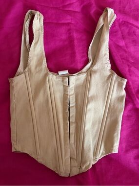 Women's Beige Corset Crop Top